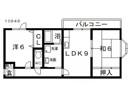 リバティー青山(2DK/2階)の間取り写真