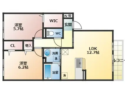 アムール エステート(2LDK/1階)の間取り写真