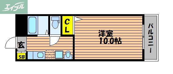 オーランド富田町(1K/4階)の間取り写真