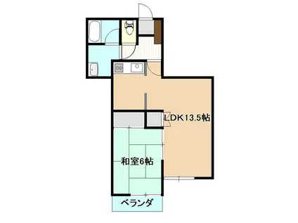 グランデハイツB(1LDK/2階)の間取り写真