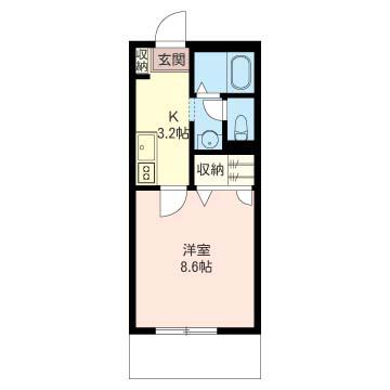 シュタイン ブリュッケ(1K/2階)の間取り写真