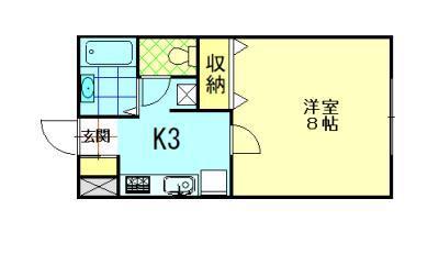 アーバンハイツ新屋駅前B棟(1K/1階)の間取り写真