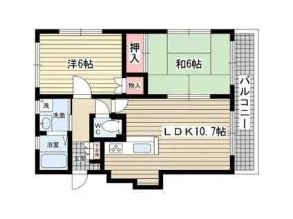 アミューズ甲東園(2LDK/3階)の間取り写真