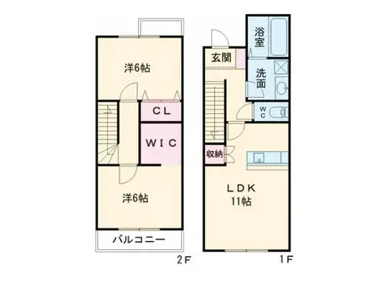 グランスタ馬場山Dコート(2LDK/1階)の間取り写真