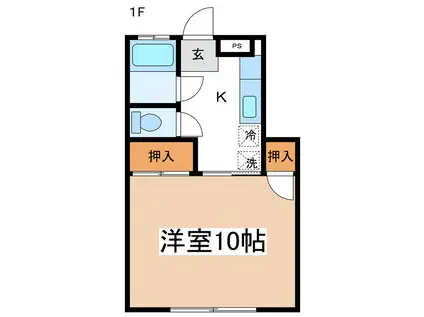 ハッピータウン8(1K/1階)の間取り写真