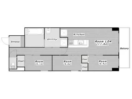 プレサンスNEO新深江リュミエル(3LDK/5階)の間取り写真