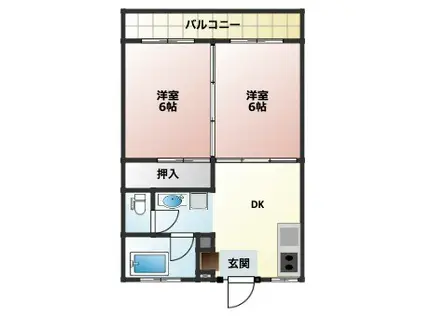 コーポツチヤ(2DK/1階)の間取り写真