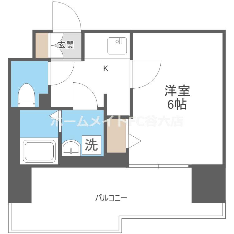 エスリードレジデンス梅田グランゲート(1K/6階)の間取り写真