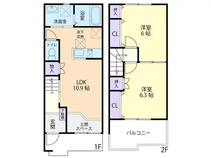 OUEST COLLINE(2LDK/1階)の間取り写真
