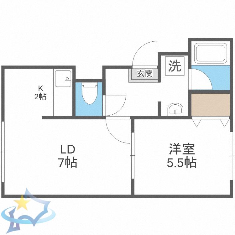 イーグルサウス17B(1LDK/2階)の間取り写真