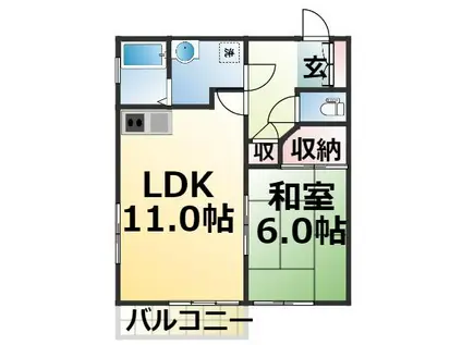 エンゼル本山(1LDK/4階)の間取り写真