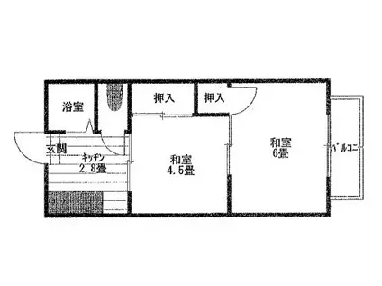 サンシティ・フジト(2K/2階)の間取り写真