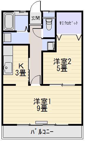 グリンコーポラス3(2K/1階)の間取り写真