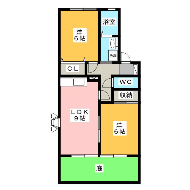 エルミタージュKUBOTA B(1LDK/1階)の間取り写真