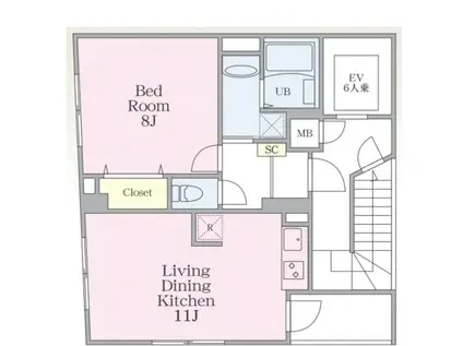 HKビル(1LDK/4階)の間取り写真