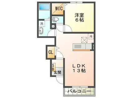 ファインパティオ(1LDK/1階)の間取り写真