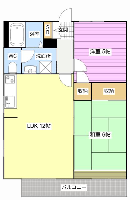 レイクサイドKK(2LDK/2階)の間取り写真