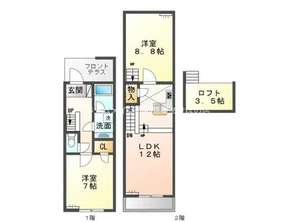 セザンヌ神野新田2(2LDK/1階)の間取り写真