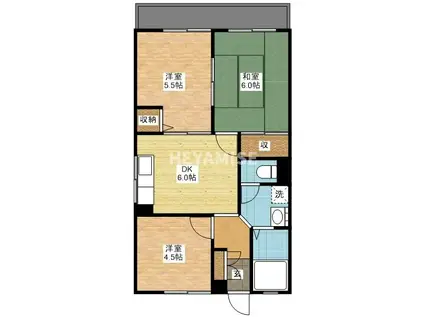 椿谷ビル(3DK/3階)の間取り写真