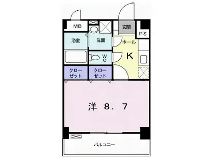 モンシェモアII(1K/2階)の間取り写真