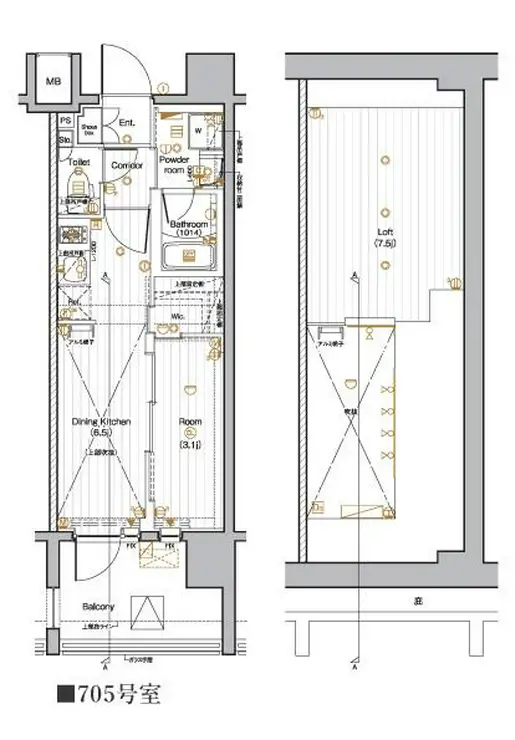 PREMIUM CUBE 池袋本町 7階階 間取り