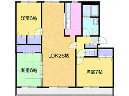原始林ニュータウン若葉 E棟(3LDK/2階)の間取り写真