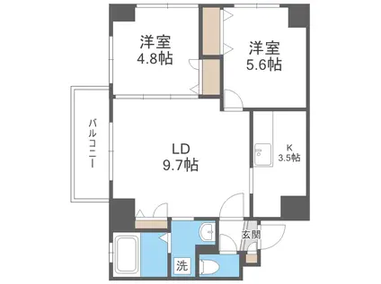 プライマル札幌琴似(2LDK/2階)の間取り写真