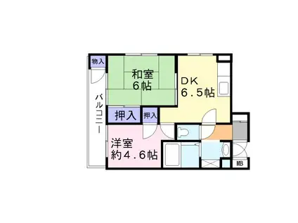 エーデル宝殿(2DK/2階)の間取り写真