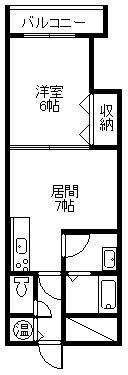 6.2ビル(1DK/7階)の間取り写真