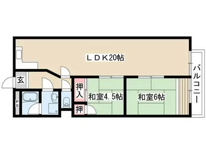田代マリンハイツ(2LDK/4階)の間取り写真
