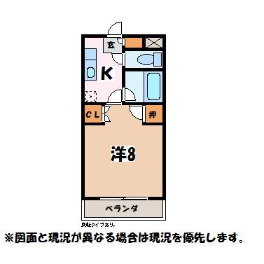 ヴィラ安曇野(1K/3階)の間取り写真