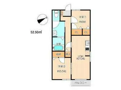 フォーレスIKEDA(2LDK/2階)の間取り写真