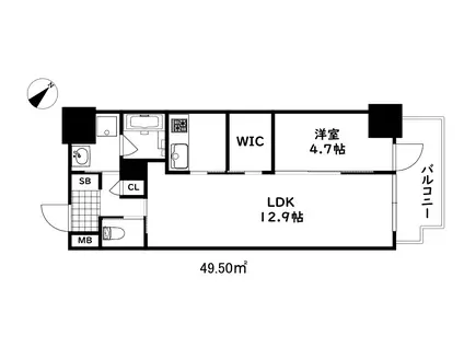 ゾナ神戸磯上通(1LDK/10階)の間取り写真