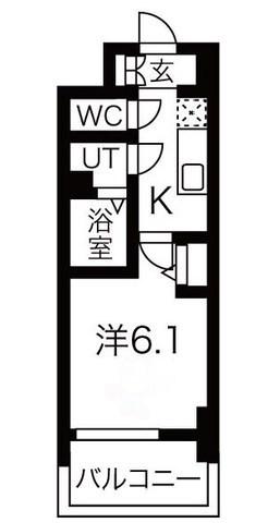 メルディア大正D.C(1K/12階)の間取り写真