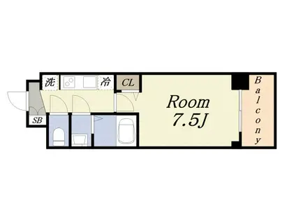 ソルテラス大阪BAY STATION SIDE(1K/3階)の間取り写真