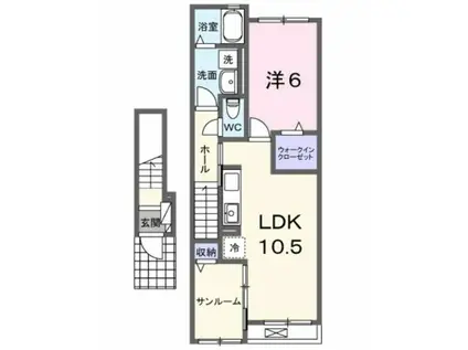 グレース大清水II(1LDK/2階)の間取り写真