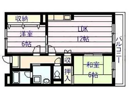 バンシャイン法善寺(2LDK/2階)の間取り写真