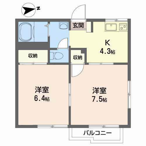 グリーンパークヒロミ(2K/2階)の間取り写真