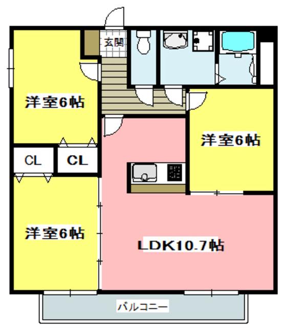 ティアーズコート(3LDK/3階)の間取り写真