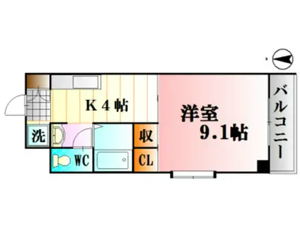 グランヴェルジェ中須II(1K/5階)の間取り写真