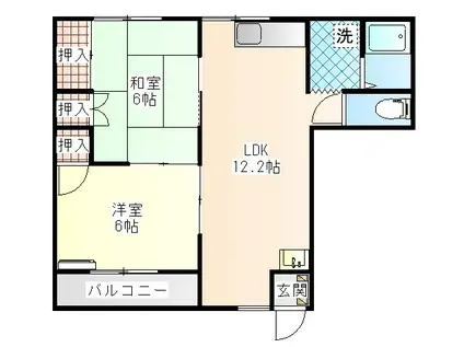シティハイムY(2LDK/1階)の間取り写真