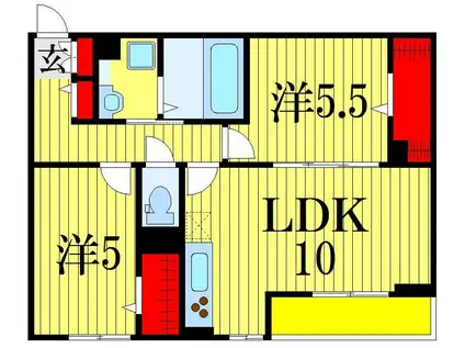 エタニティー東船橋(2LDK/3階)の間取り写真