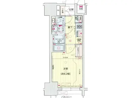 プレサンスSAKAEフロント(1K/3階)の間取り写真