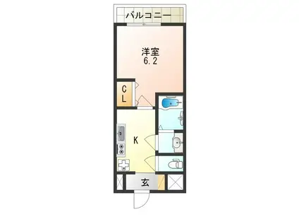 グランパシフィック今里南(1K/9階)の間取り写真