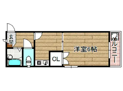 ローリエ土橋(1K/2階)の間取り写真