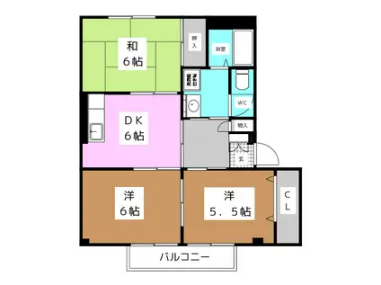 コーポタキザワ1(3DK/2階)の間取り写真