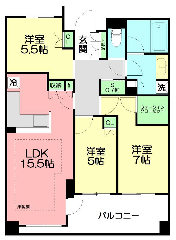 クラッシィハウス辻堂(3LDK/3階)の間取り写真