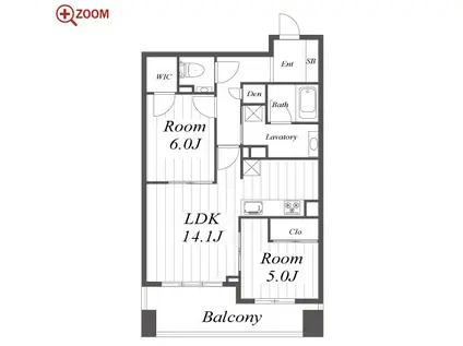 プラウドタワー名古屋久屋大通公園(2LDK/13階)の間取り写真