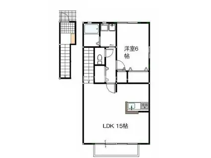 リッセン A棟(1LDK/2階)の間取り写真