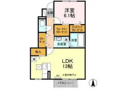 モダンコート・アイB(1LDK/1階)の間取り写真